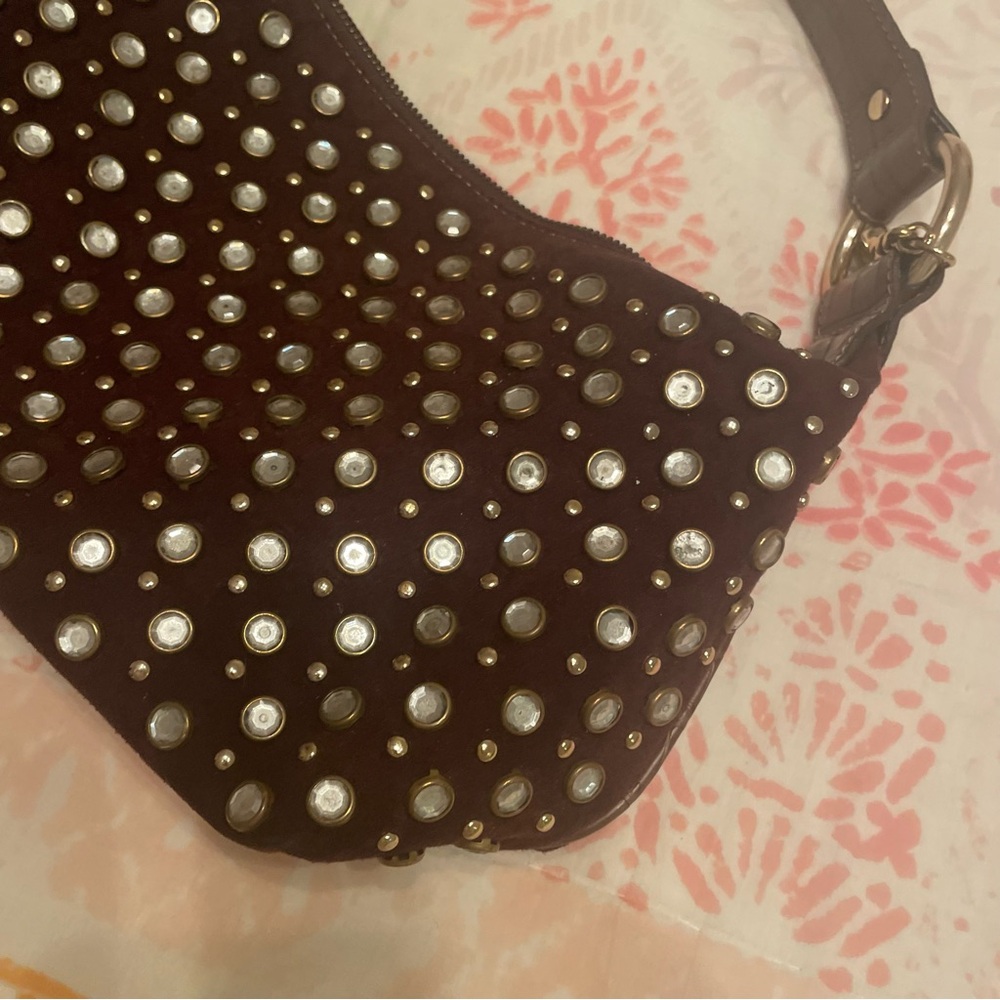 Kathy Van Zeeland Studded Chocolate Brown Shoulder Bag - Picture 8 of 10